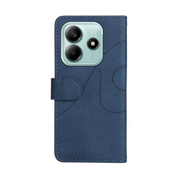 Redmi Note 14 5G - Flip Leather Mobilfodral med Tvåfärgad Splicing Design Blå
