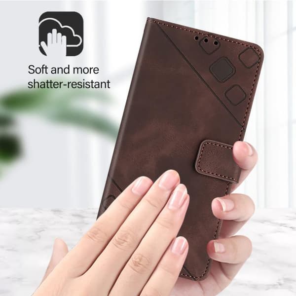 Redmi Note 14 4G - Skinnkänsla Prägling Läder Mobilskal Brun