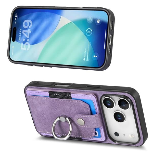 iPhone 18 Pro / iPhone 17 Pro Retro Skinnkänsla Ringkortskal Purpur