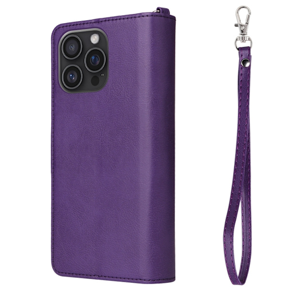 iPhone 16 Pro Solid Color 2 1 Dragkedja Stötsäker Skal Purpur