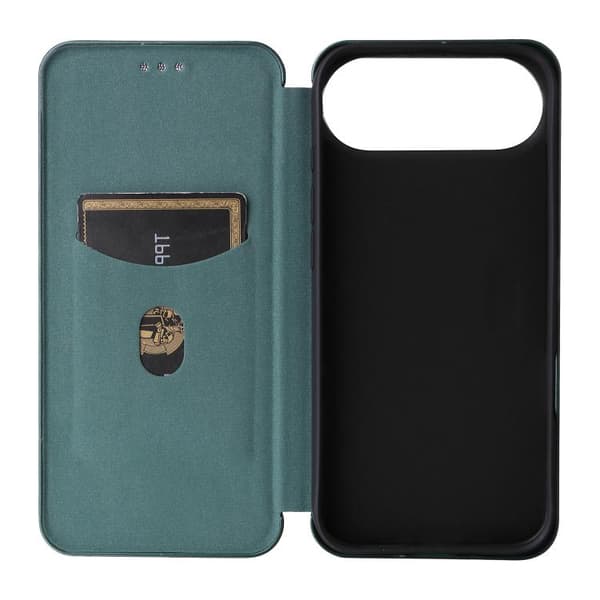 iPhone 17 Air Skal läderfodral - kolfibertextur Grön