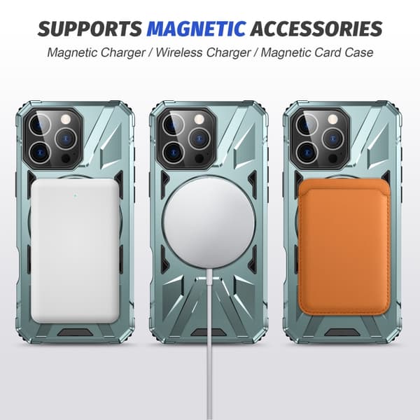 iPhone 16 Pro Max MagSafe Magnetisk Stötsäker Skal med Ringhållare Grön