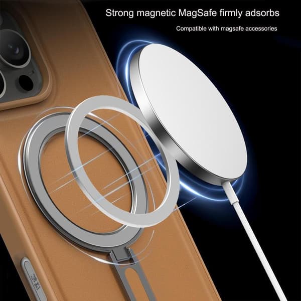 iPhone 16 Pro Max Silver Shield MagSafe Hållare Stötsäker Skal Purpur