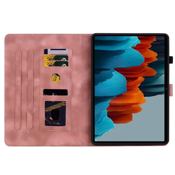 Samsung Galaxy Tab S7 FE/S8+/S7+ Lily Prägad Läderfodral Rosa