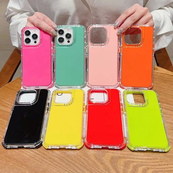 iPhone 16 Pro Max Skal 3 1 Solid Färg Transparent Ram PC + TPU Orange