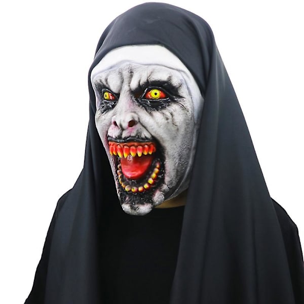 The Town Nun Cosplay Full Head Latex Mask Halloween Carnival Party Skrämmande Fancy Dress Up Devil Nun Kostym Skräckrekvisita