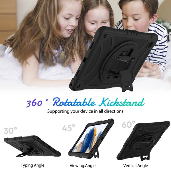 Samsung Galaxy Tab A8 10.5 (2021) Rotationsskydd i silikon + PC Svart