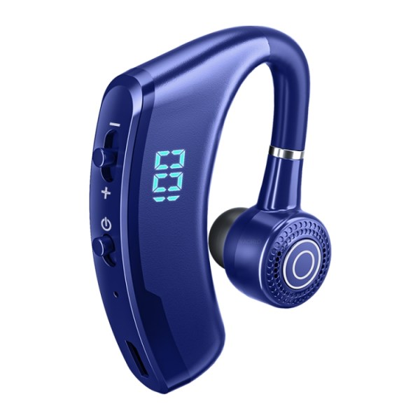 V9S Bluetooth-headset med brusreducerande hörlurar med LED-display Blått enkelöra