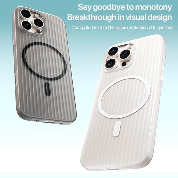iPhone 16 Pro Skal PC med Korrugerad MagSafe Design Vit