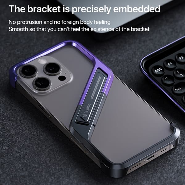 iPhone 16 Pro Max S-formad Ställramlös Metallskal Grå
