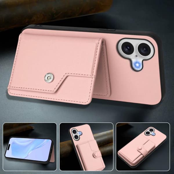 iPhone 17 Skal med RFID-säkerhet och kortfack Rosa