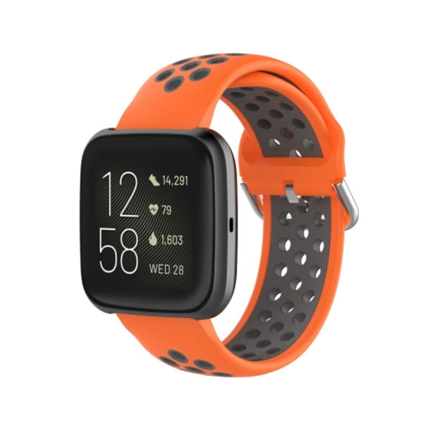 För Fitbit Versa 2 / Versa / Versa Lite 23 mm spänne Tvåfärgad watch Orange - Grey