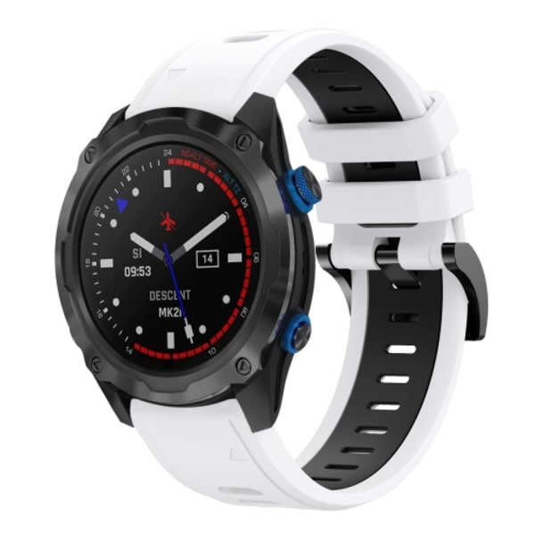 För Garmin Descent MK 2i 26 mm tvåfärgad watch i silikon White-Black