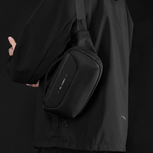 WEPOWER Herr Crossbody Väska Multifunktionell Sport Midjeväska Utomhus Liten Axelväska Svart