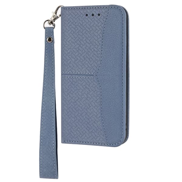 iPhone 16 Pro Max Woven Texture Stitching Magnetisk Läder Skal Fodral Grå
