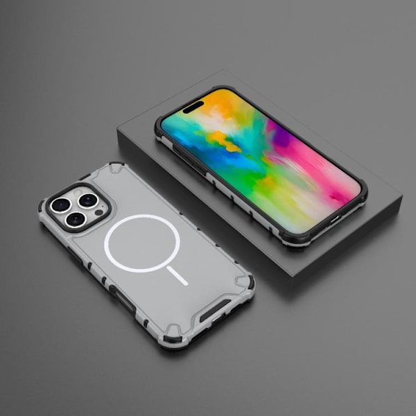 iPhone 16 Pro Grating Solid Color MagSafe Magnetisk Skal Ljusgrå