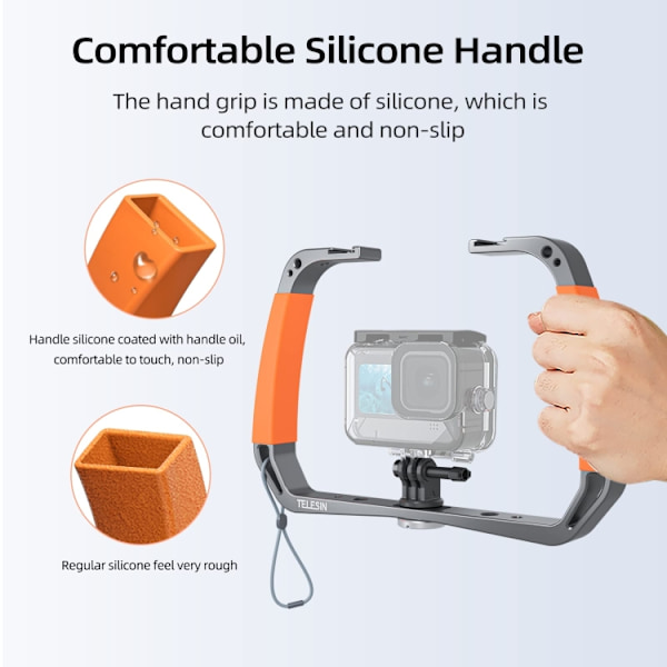 TELESIN Action Camera Handheld Grip Stabilizer Underwater Scuba Diving Mount