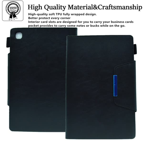 Samsung Galaxy Tab A7 Lite Suede Cross Texture Läderfodral med Magnetlås Svart
