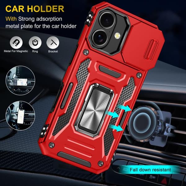 iPhone 17 Skal med Armor PC + TPU Kameraskydd Röd