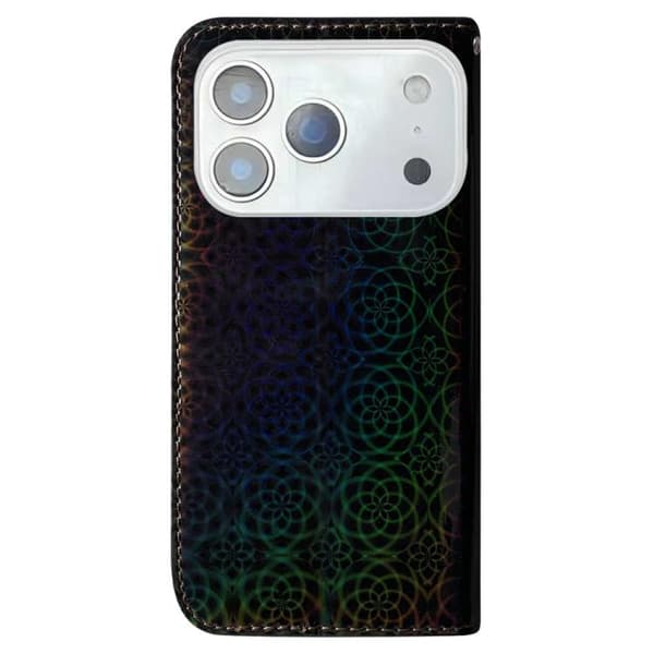 iPhone 18 Pro / iPhone 17 Pro Skal läderfodral med färgglad magnetisk spänne Svart