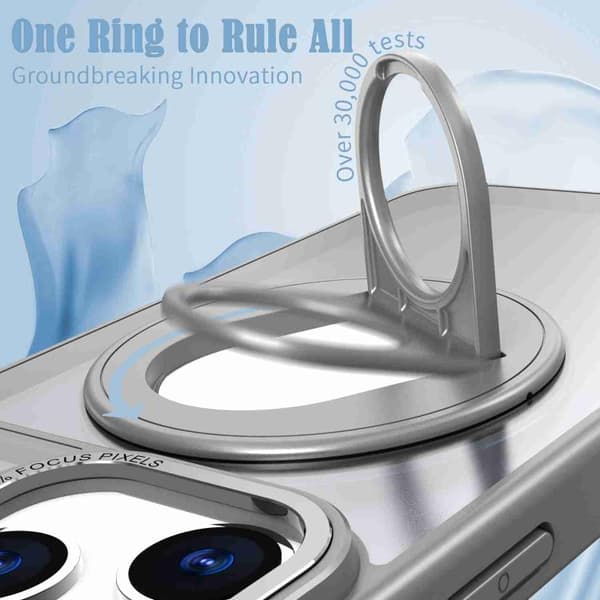 iPhone 18 Pro Max / iPhone 17 Pro Max Skal med roterande ring och magnetisk hållare Titangrå