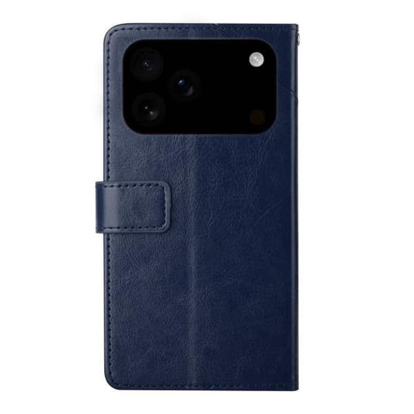 iPhone 18 Pro Max / iPhone 17 Pro Max Skal läderfodral med Y-formad mönster Blå