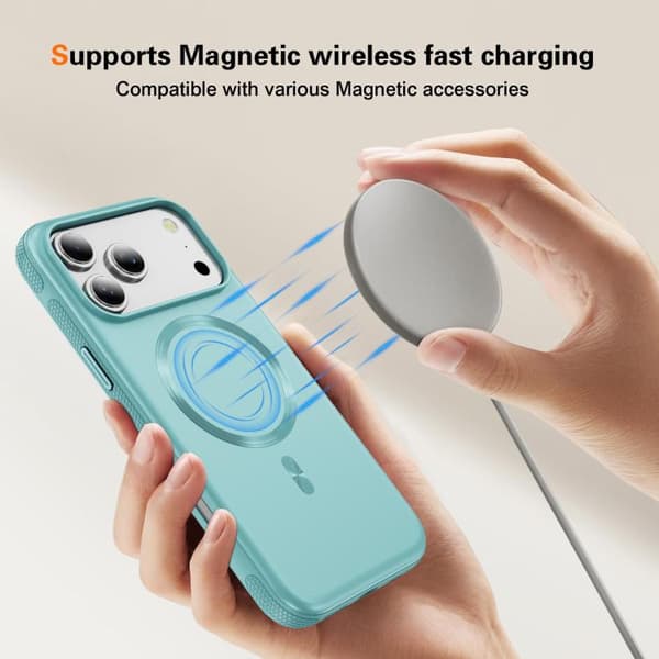 iPhone 18 Pro / iPhone 17 Pro Skal med Imitation Original CD Textur Magsafe PC Hybrid TPU Ljusblå