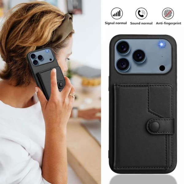 iPhone 18 Pro Max / iPhone 17 Pro Max Skal med RFID-skydd och kortfack Svart