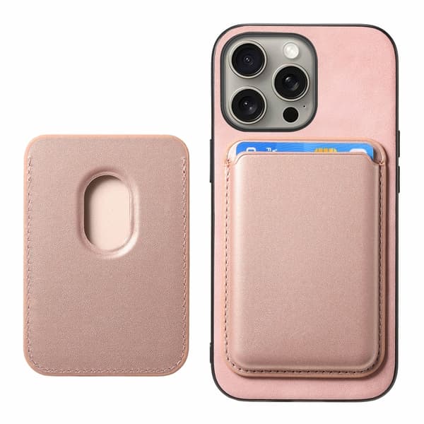 iPhone 16 Pro Retro Magsafe Kortväska PU Bakskal Rosa