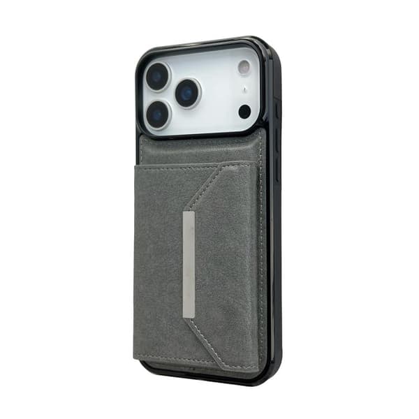 iPhone 18 Pro Max / iPhone 17 Pro Max Skal med Solid Färg och Metallspänne för Kortfack Grå
