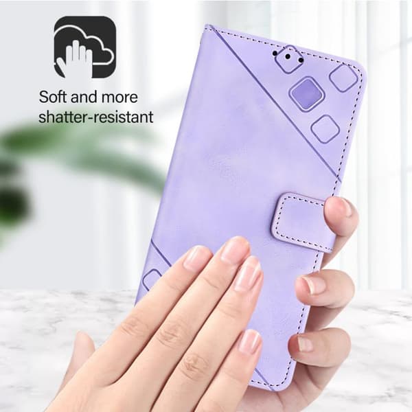 Redmi Note 14 Pro 4G - Skinnkänsla Prägling Läderfodral Ljuslila