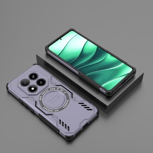Redmi Note 14 Pro 5G - Butterfly Armor MagSafe Magnetisk Ring Stötsäker Mobilskal Purpur