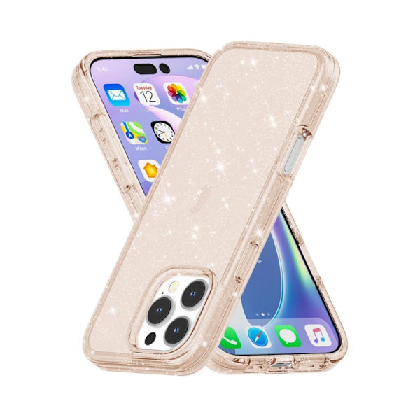 iPhone 16 Pro Max Shockproof Terminator Glittrande Pulver Skal Guld