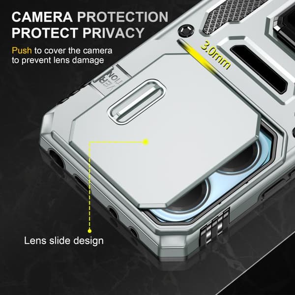 Redmi Note 14 5G / 4G - Armor PC Hybrid TPU Kameraskydd fodral Grå