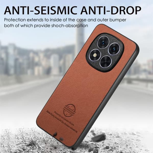 Redmi Note 14 Pro+ 5G - Twill Tyg Läder Skal Brun