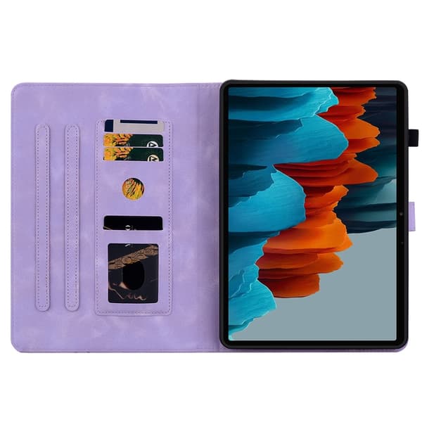 Samsung Galaxy Tab S7/S8 Lily Prägad Läderfodral Lila