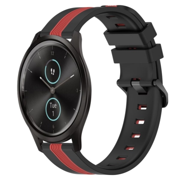 För Garmin Garminmove Style 20 mm vertikalt tvåfärgat watch Black-Red