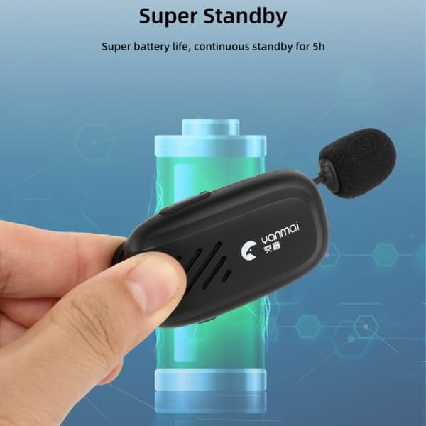 Yanmai K2 Bärbar Mini Trådlös Bluetooth Lapel Mikrofon (Svart)
