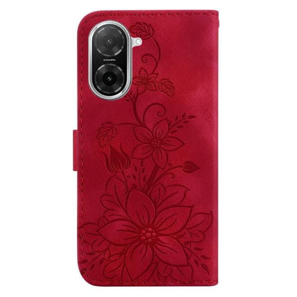 Redmi A5 4G - Lily Prägelt Läderfodral Röd