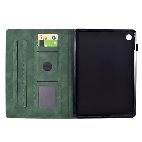 Samsung Galaxy Tab A9+ / A11+ Kattpräglat Läderfodral Grön