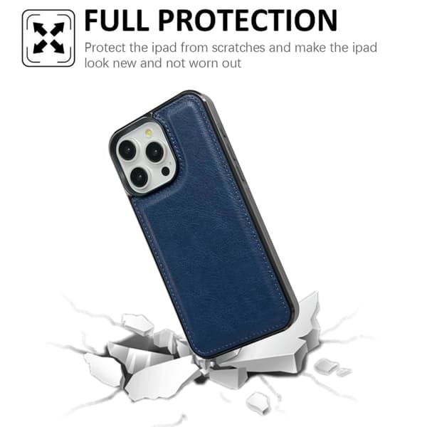 iPhone 16 Pro Max Cowhide Textur Skal - Elegant och Hållbar Mobilskydd Kunglig blå