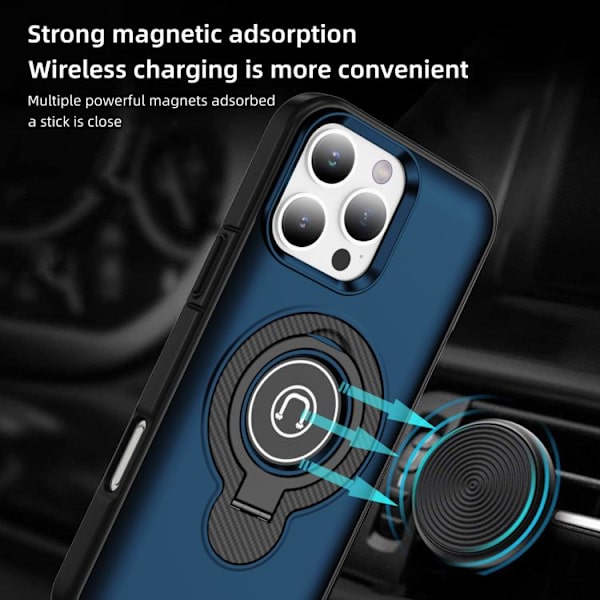 iPhone 16 Pro Ring Holder Magnetisk Skal Blå