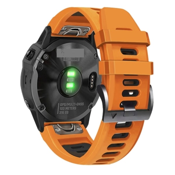 För Garmin Fenix ​​6 Pro 22 mm silikon watch i två färger Orange-Black