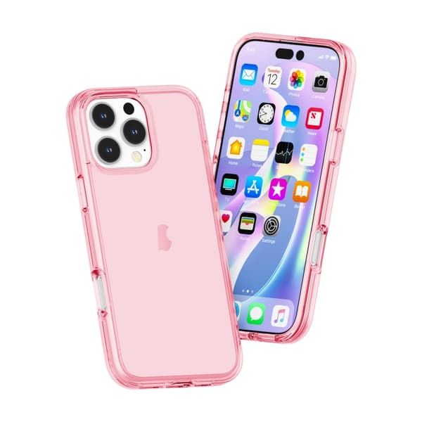 iPhone 16 Pro Max Shockproof Terminator Transparent Skal Rosa