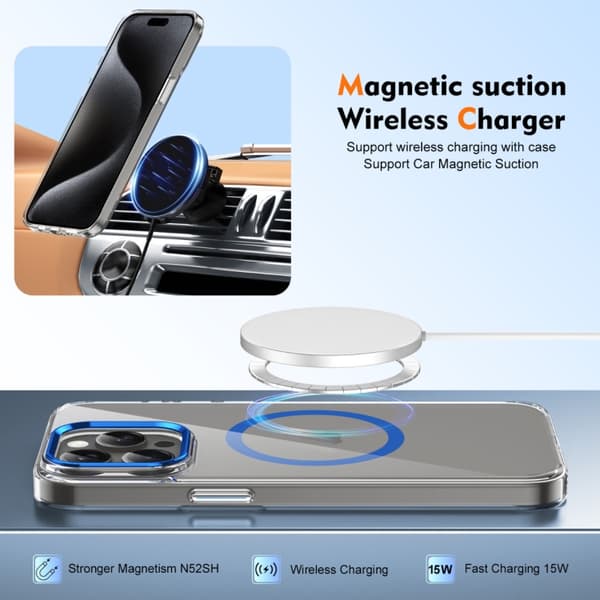 iPhone 16 Pro Max Ice Feel HD Transparent MagSafe PC Full Coverage Skal Blå
