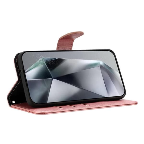 iPhone 18 Pro Max / iPhone 17 Pro Max Skal läderfodral - dubbelvikt S-form Roséguld