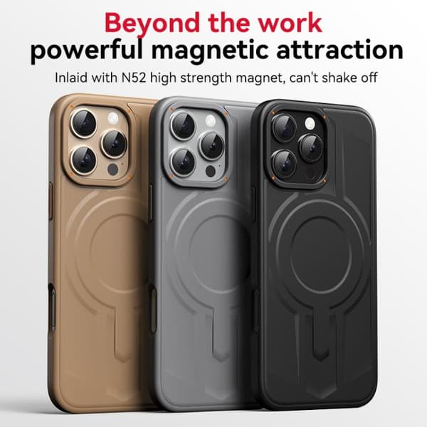 iPhone 16 Pro Max Armor MagSafe Magnetisk TPU Hybrid PC Skal Grunt grått