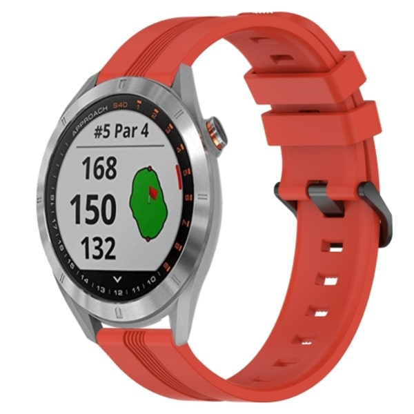För Garmin Approach S40 20 mm konkavt randigt Slicone watch Red