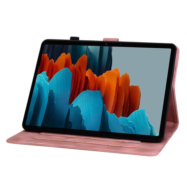 Samsung Galaxy Tab S7/S8 Lily Prägad Läderfodral Rosa
