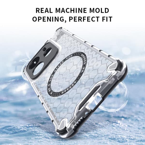 Redmi Note 14 5G - Honeycomb Magnetisk Ring Stötsäker Mobilskal Svart